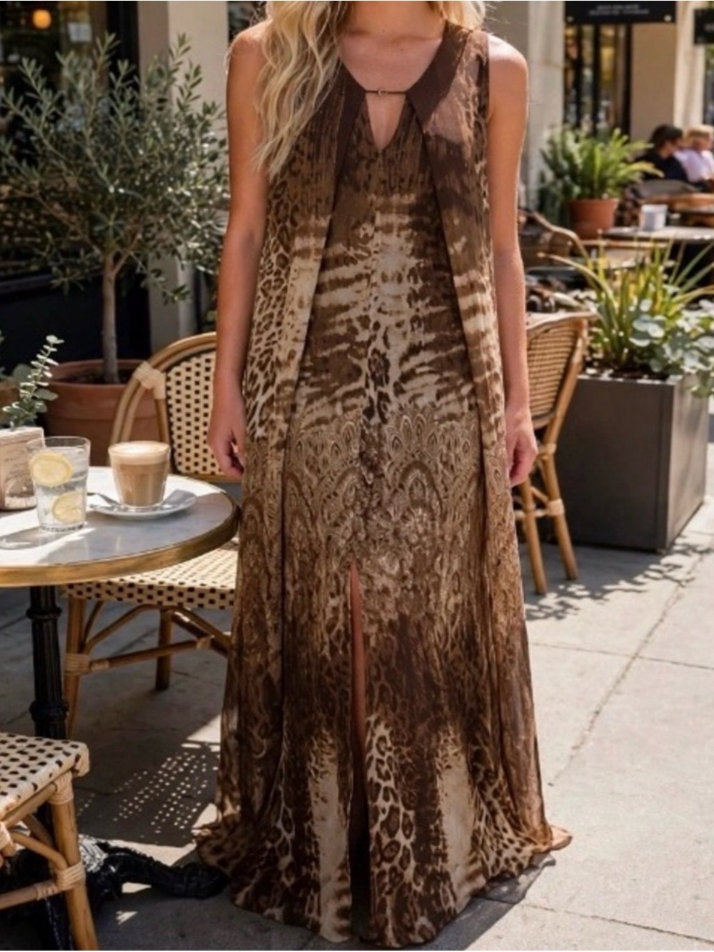 Animal Print V-Neck Maxi Dress by Kate & Mallory